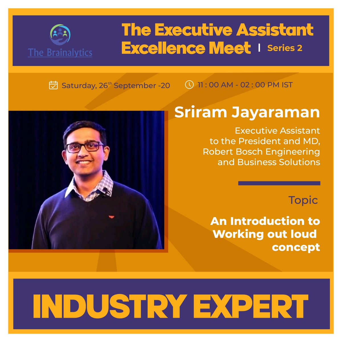 TheBrainalytics's tweet photo. We are glad to have Sriram J as our Thought Leader. He would be sharing his insights on- "An introduction to Working out Loud concept"Registration open, kindly block your seats by connecting at below link:
https://t.co/CxmpAnlXWa https://t.co/jYI8nAzg98