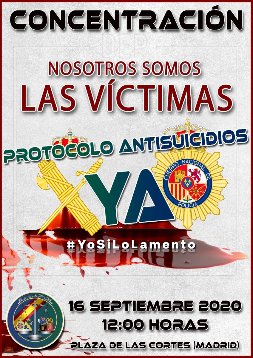 🚨👮🚔Concentración en MADRID
🗓️MAÑANA 16 sept
🕛12h

Vergüenza que el presidente del Gobierno <a href="/sanchezcastejon/">Pedro Sánchez</a> lamente la muerte de un asesino terrorista, pero no la de un <a href="/policia/">Policía Nacional</a> cada 26 días

Héroes que dan su vida por los españoles y España 🇪🇦

#YoSiLoLamento
#EquiparacionYa