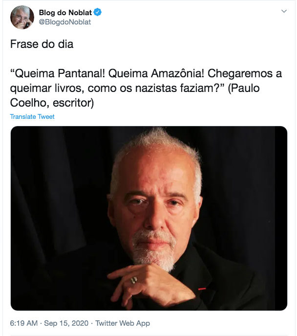 Rconstantino's tweet photo. Que frase mais imbecil e sem sentido. Tinha que ser de um escritor medíocre petista divulgada por um jornalista mais medíocre ainda e petista... https://t.co/3YvL4pT5bC