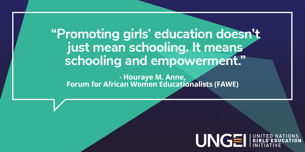 UNGEI's tweet photo. What does #GirlsEducation mean to you? Going to school should not be the end of the story. Our goal is empowerment, leading to equality. 

Will you join the movement for girls' education and gender equality? https://t.co/nRztil0gAD 

#EducateToEmpower https://t.co/JRITyN2KLT