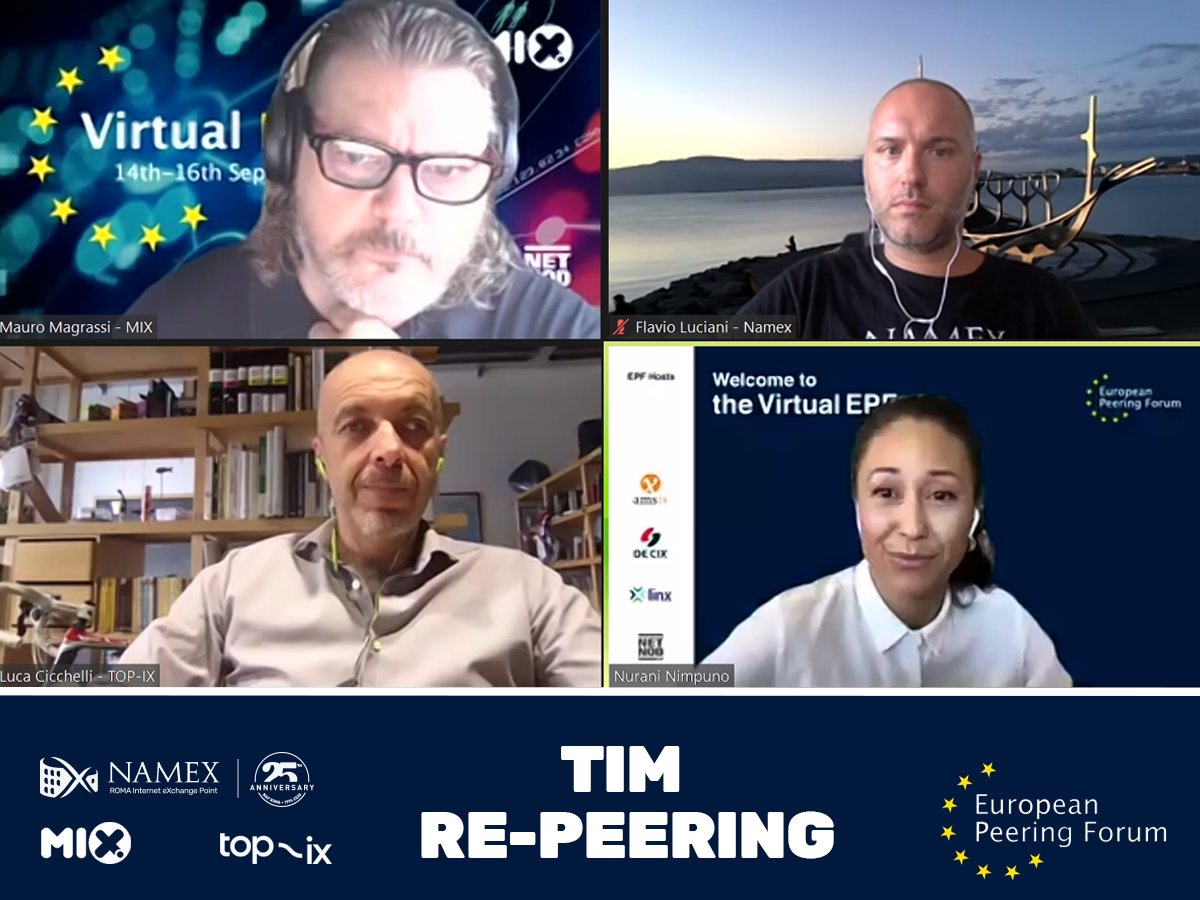 namex_ixp's tweet photo. Today #Namex has been on stage at the #EuropeanPeeringForum. Together with @MIX_exchange and @top_ix we retraced the fundamental milestones of #TIM's free peering at the IXPs and the consequences this has had on the internet eXchange points and all the members of the community. https://t.co/ZFVKAhI71H