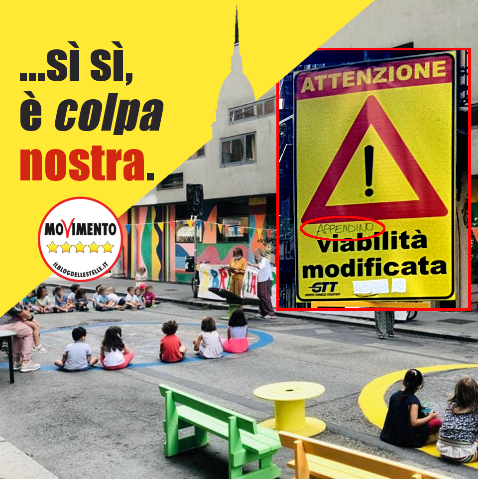 torino5stelle's tweet photo. Qualcuno ha voluto "simpaticamente" rimarcare a pennarello che è "colpa" della Sindaca Appendino e dei CinqueStelle se il tratto di strada davanti a questa scuola dell'infanzia è stato restituito a bambini e maestre .
CONFESSIAMO! E' colpa (merito 😉 ) nostra. https://t.co/ieHG9ZanwR