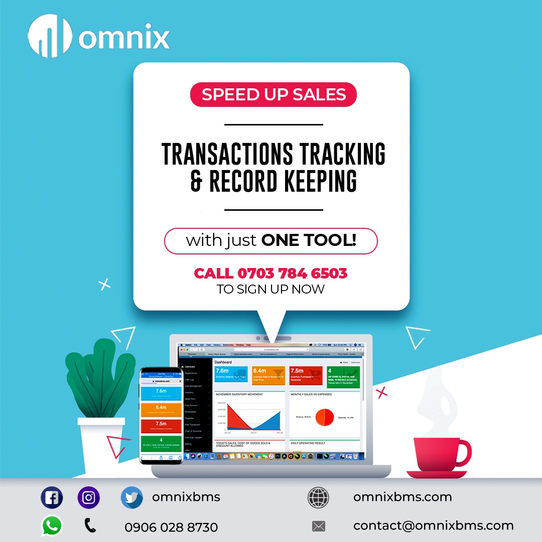 omnixbms's tweet photo. Speed up your Sales!

Improve your customer experiences!!

And Increase your revenue by almost 100% Instantly!!! Just with One single Tool; #OmnixBMS 👍

Request our Demo today.

Email: contact@omnixbms.com or Call 09060288730 or 07037846503 RIGHT NOW!

#dontsleeponthis #omnix https://t.co/YeTRprccLo
