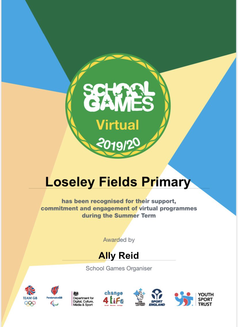 LoseleyFields's tweet photo. We came 11th in the Virtual Surrey School Games.
Congratulations to all of our pupils who took part and stayed active at home whilst unable to attend school. Go Loseley!
#VirtualSSG2020 #LoseleyLearning #Farncombe #Godalming #Binscombe #Surrey https://t.co/19a36Or6rL