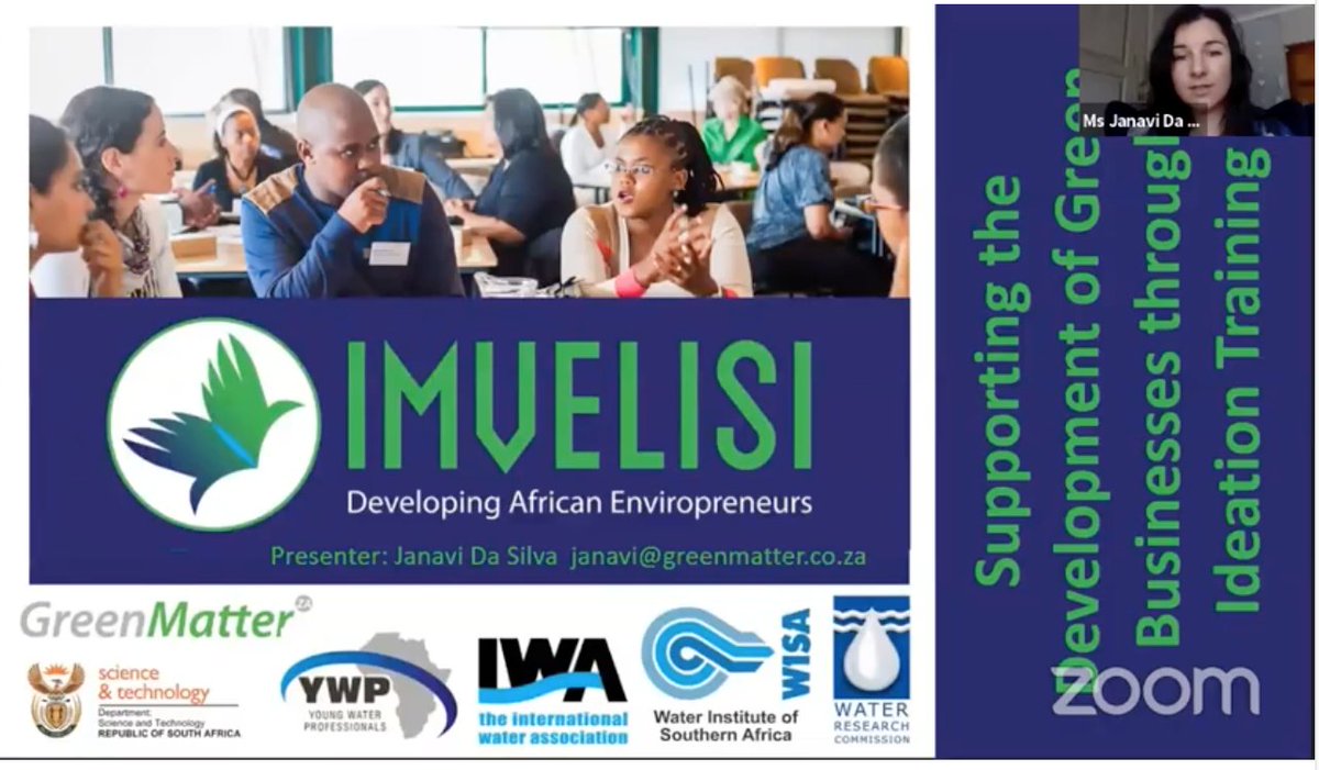 ClimateWeekSA's tweet photo. Janavi Da Silva, Programme Manager, GreenMatter Partnership NPC Imvelisi talks about the development of African enviropreneurs in a circular economy.
#CDW2020 #TeamEurope #ClimateDiplo #TECDW2020 https://t.co/RdPa84GUjg