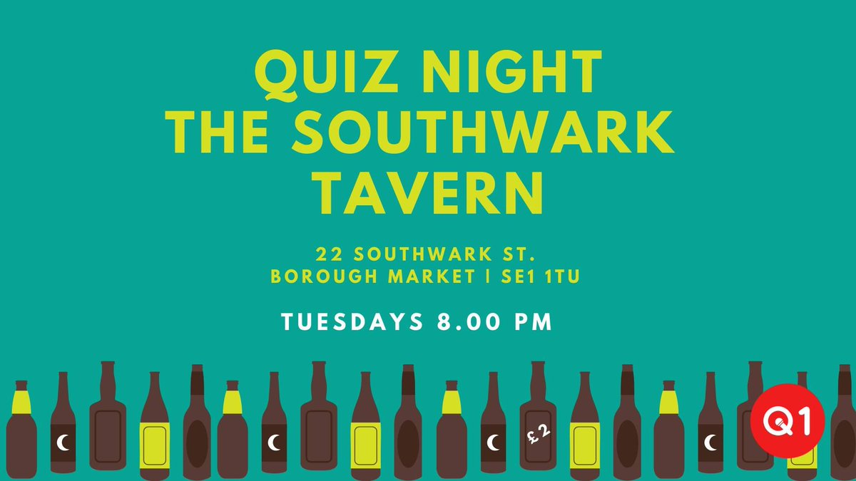jasontanner100's tweet photo. Good times ahead. Almost Tuesday fun &amp; safer #pubquiz time @SouthwarkTavern @QuestionOneQuiz £2.50 entry. 8pm. Book online. See you soon! #boroughmarket #londonbridge https://t.co/23Hv4OgJw7