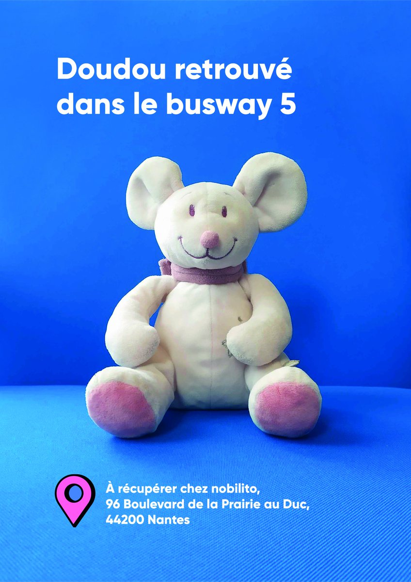 nobilito's tweet photo. Nous avons trouvé un doudou quartier de la Prairie au Duc à #Nantes. Il attend sagement à l'agence 🧸
Twitter, tu fais tourner pour nous aider à retrouver son propriétaire ?
#DoudouPerdu #DoudouTrouvé #SOSdoudou https://t.co/9yaUS5rfgE