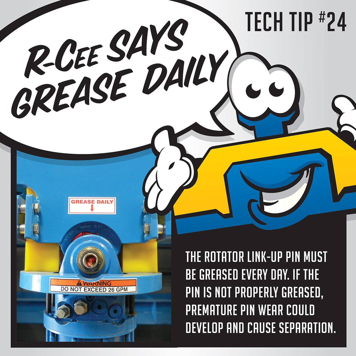 To keep your Link-up Pin in good condition, you should grease it daily! 
#RCeeSays #techtiptuesday