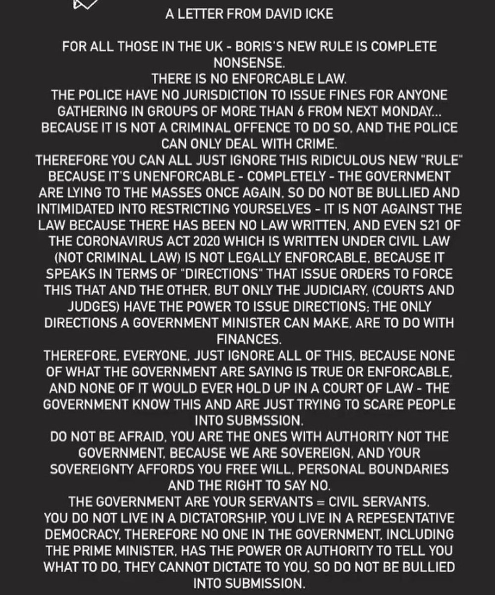 davidicke's tweet photo. There is a 'letter' doing the rounds on the Internet supposedly written by me, but I had nothing to do with it. 
Please disregard in terms of the origin and does anyone know where it came from? 
For future reference I do not communicate by 'letter' in this way https://t.co/h7VFV656U6