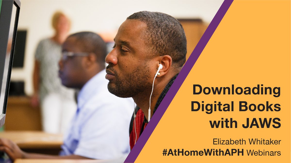APHfortheBlind's tweet photo. Join us Wednesday, September 16th at 11:30 AM ET to learn how to use JAWS to access books through commonly used digital book websites! Register here: https://t.co/rCF0xiUGT4 #AtHomeWithAPH #KeepLearning https://t.co/G8cZgoDNN3