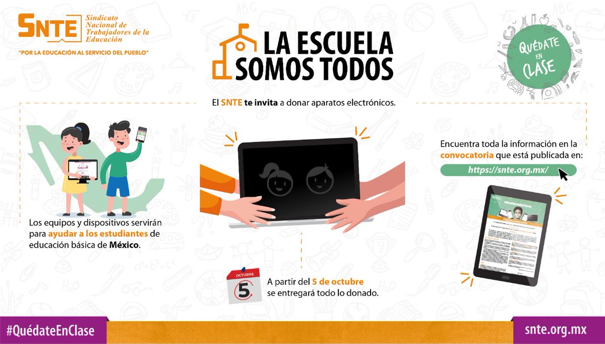 secc11cdmx's tweet photo. #QuedateEnClase 👨‍🏫🔛👨‍💻

Dona una Tele 📺 cel 📲 compu 💻 tablet 📱 o radio 📻 para que niños y jóvenes estudiantes sigan sus clases en línea #LaEscuelaSomosTodos 🏫🔛🏡 Súmate México 🇲🇽 

Y #QuedateEnCasa 
Pero #QuedateEnClase ✅ https://t.co/BeyU8yorvO