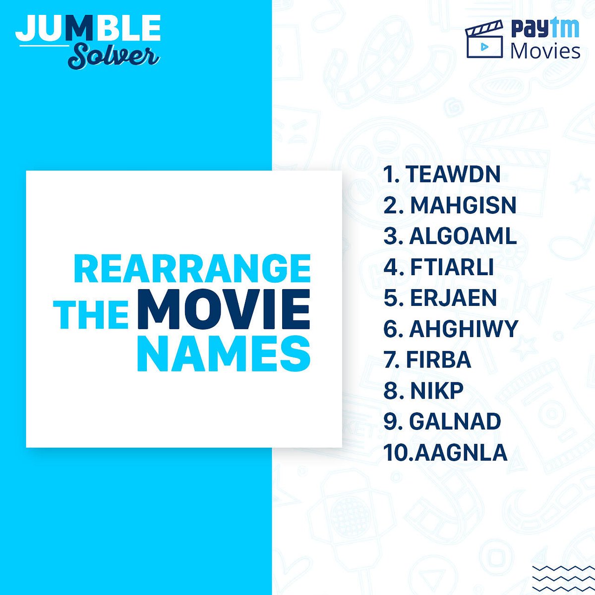 carebydistrict's tweet photo. How many can you guess? ๐ค
#GuessTheMovie #JumbleSolver https://t.co/5XDZ7eZpLS