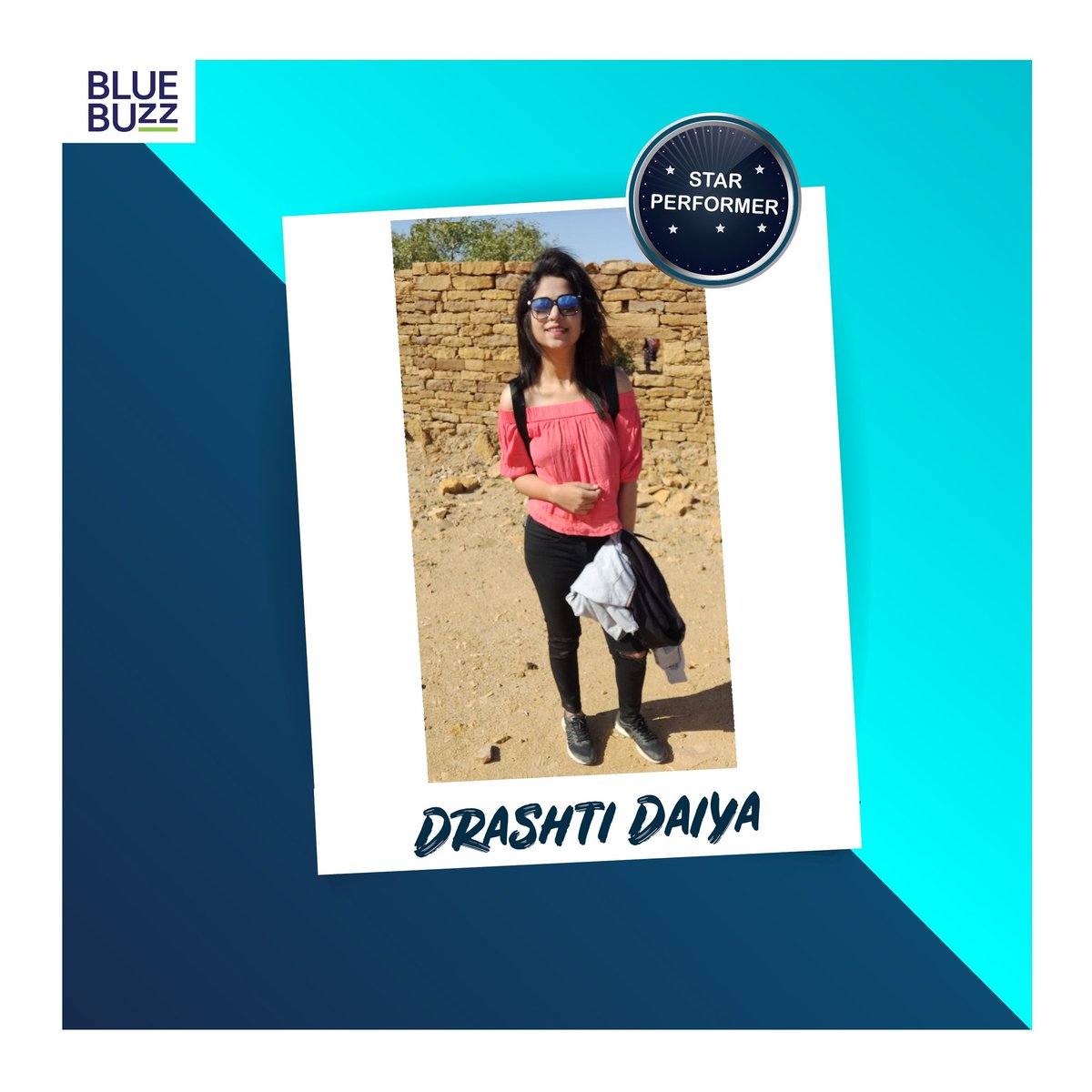 BlueBuzz6's tweet photo. Graphic Designer + Social Media Marketer
Lethal combination, and a rare one to find.
Congratulations Drashti Daiya! 
You make a difference
.
#Performer #Employee #SocialMediaMarketing #GraphicDesign #GraphicDesigner #DigitalMarketing #Tuesday #TuesdayVibes #BlueBuzz #BlueBuzzLife https://t.co/CcaUJ3zYcI