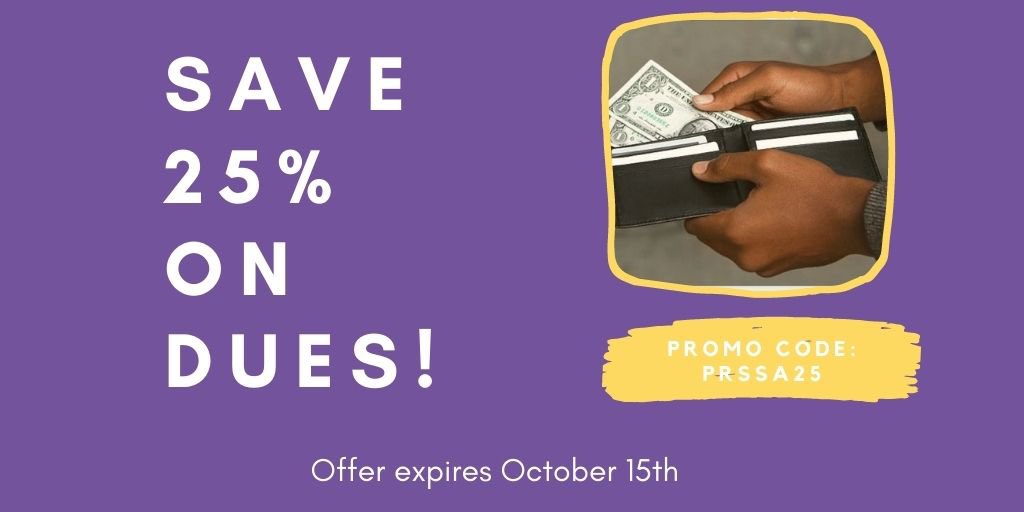 prssalsu's tweet photo. Looking to save money and join PRSSA? PRSSA is offering a discount code that will save you 25% off of membership dues making it $41.25 for fall &amp; spring semester!💜💛Membership dues are due on November 1st but offer expires on October 15th for the discount! https://t.co/JrAOapTNux