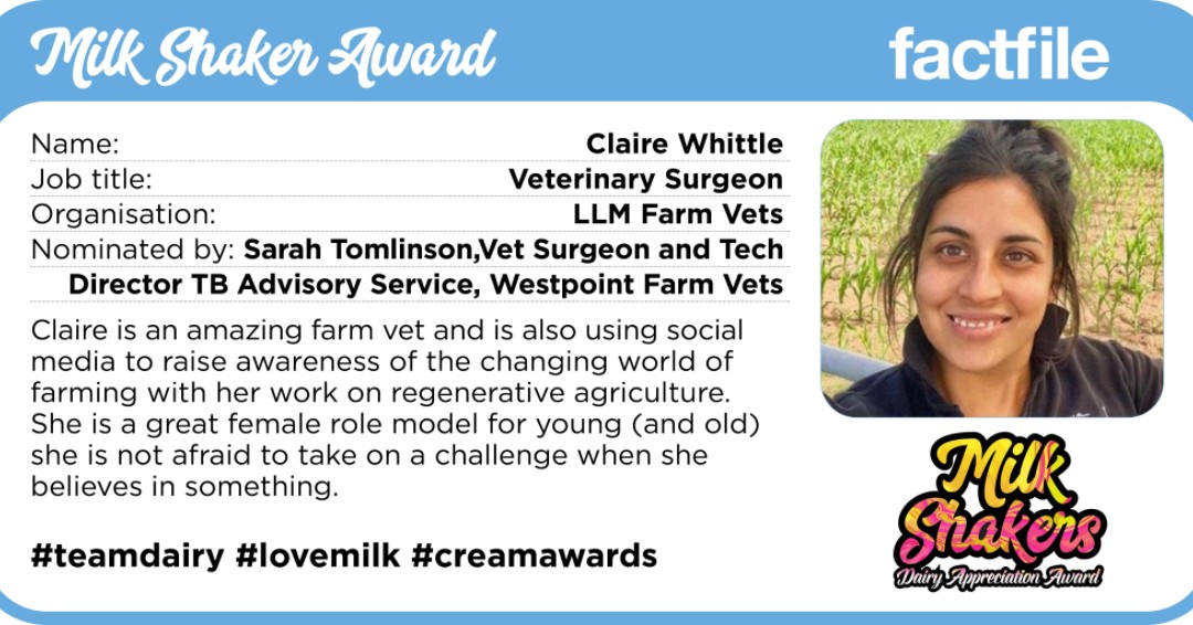LLMteam's tweet photo. Claire was given a #MilkShakerAward in the #BritishDairying on Friday! #TeamDairy #WhoopWhoop https://t.co/uYRG1mcKNW