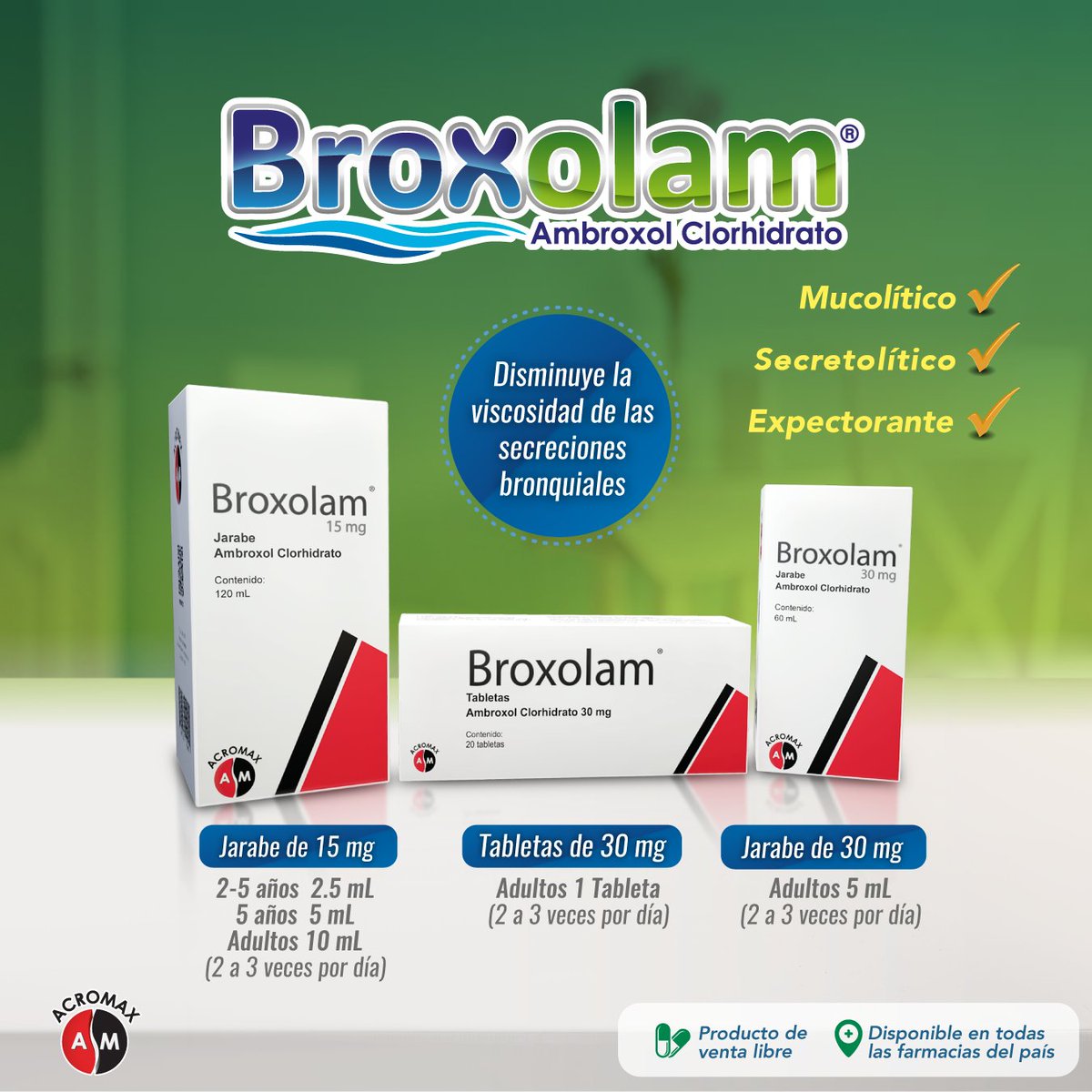 AcromaxEcuador's tweet photo. Broxolam ® está indicado en todos los procesos agudos y crónicos de las vías respiratorias facilitando la eliminación del exceso de mucosidad y flemas.
#Broxolam #Acromax #Ecuador #Salud #Mucosidad #Flema https://t.co/erXnBamIyl