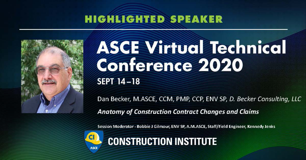 CI_ASCE's tweet photo. Stay tuned! Our second session is coming up soon.
At 12:25 p.m. Dan Becker will gives us insights on Contract Changes and Claims in the #Construction Industry.
#VTech2020 https://t.co/lveEkNEMb6