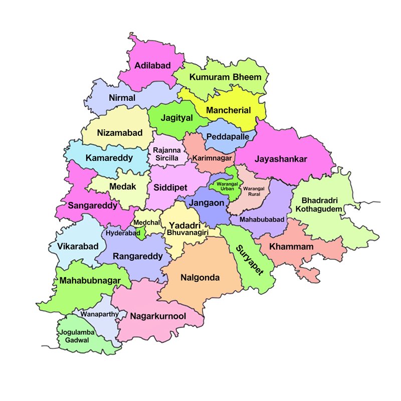 Telangana Outline Map With 33 Districts Manickam Tagore .B🇮🇳✋மாணிக்கம் தாகூர்.ப On Twitter: "Tomorrow I Am  Starting My Party Work In @Inctelangana With Core Committee Meeting Through  Zoom At 9 Am ,As My Parliament Works ,We Are Having Our