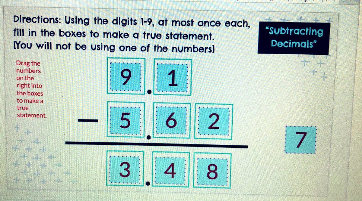 MsHkKim's tweet photo. I am a huge fan of #openmiddle problems and I began creating these problems on Google Slides so Ss can drag&amp;drop. We used this for warm up today and Ss were super involved! One student said “this is super hard but it’s fun!”. Thanks @robertkaplinsky ! https://t.co/mPnFXcRB5w
