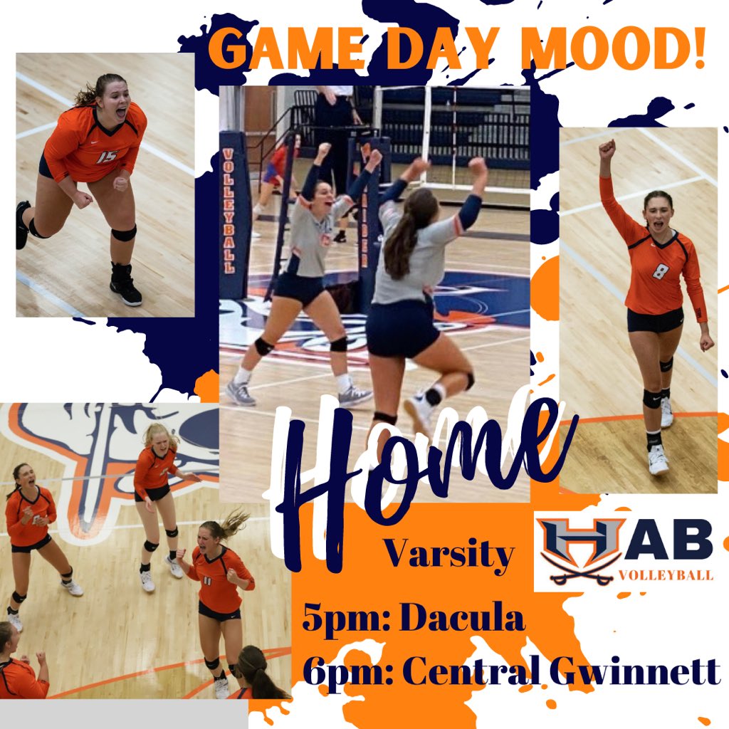 HabVolleyball's tweet photo. IT’S GAME DAY. 

📍 HCHS
⏰ 5:00 vs Dacula
⏰ 6:00 vs Central Gwinnett
🏐 Varsity 

#WinTheDay https://t.co/XSLPsotmLO