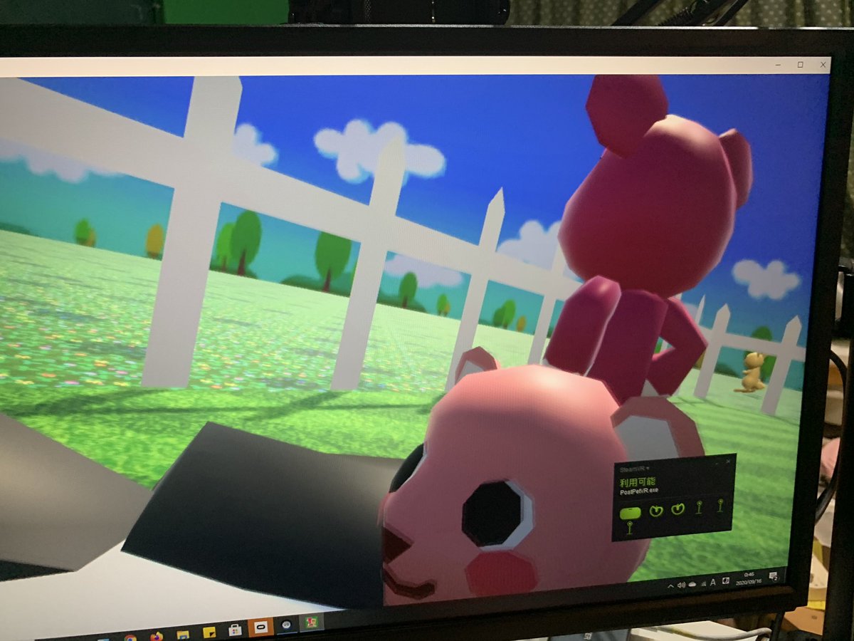 PostpetGO's tweet photo. PostPetVR、 Oculus Linkで繋いだOculus Questで無事動きました。
外部センサーなしでケーブル一本で動けるのはやはり良いな。
本当はQuest単体で動けば、もっと良いんだけど… https://t.co/nX02j4jauU