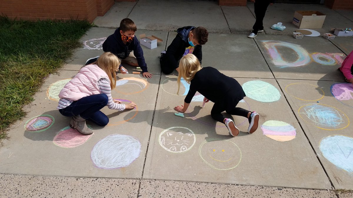#chalkthewalk at SSS as we celebrate Dot Day. Thanks Mrs. Lohr's 4th grade and Miss Hussey's 3rd grade for beautifying our sidewalk.