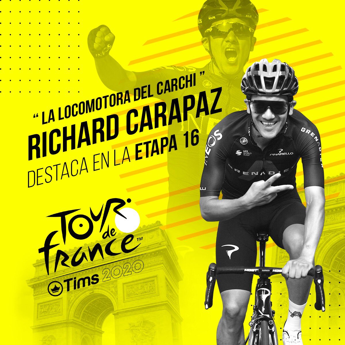 Destacada participación de nuestro compatriota Richard Carapaz #Carapaz #TourDeFrancia2020 #TDF2020
