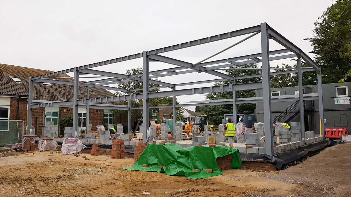 The new Assembly Hall for Nyewood Junior School is progressing well on site, completion due November. The new entrance was completed earlier in the summer, with internal refurb currently on site. Designed by HNW for @WSCCNews with @fgouldconnect, construction by @Asciaconstruct.