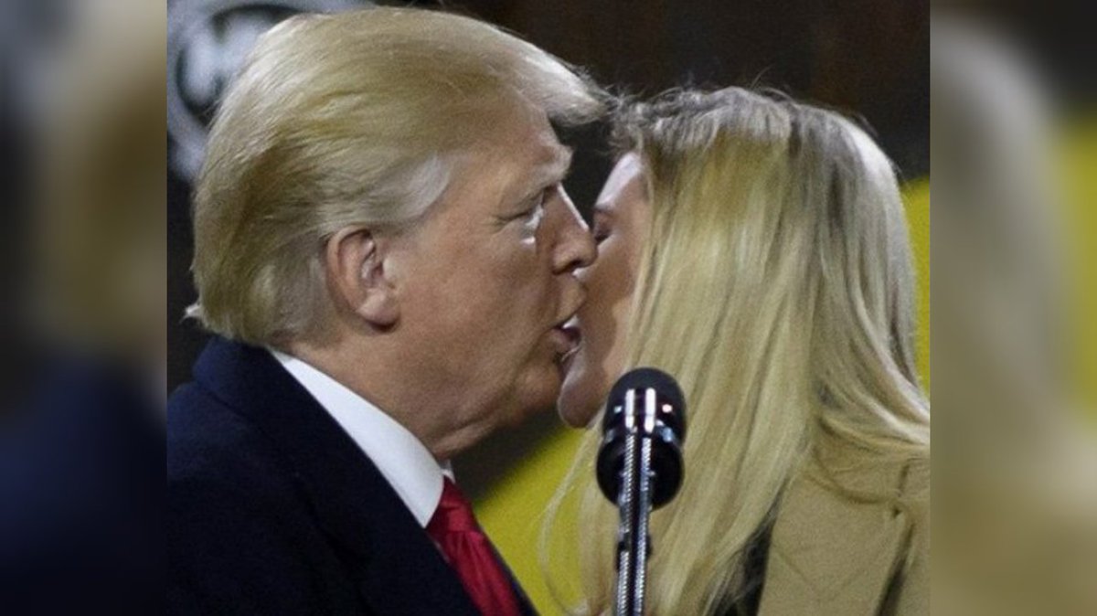 KylaInTheBurgh's tweet photo. Who the fuck kisses their own daughter like this? #TrumpisaPedo https://t.co/qJGco9Lm9q
