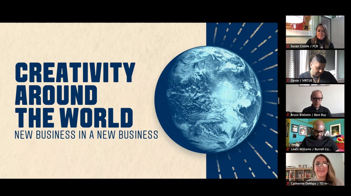 TheOneClub's tweet photo. Ready for the second session of #CreativityAroundTheWorld with a brilliant group of panelists tackling how our industry is adapting to the new challenges we're facing during the pandemic
@susancredle @jeffb @bestbuy @virtueworldwide @tombras @FCBglobal @Burrell_Comm https://t.co/rrcCxioOmC