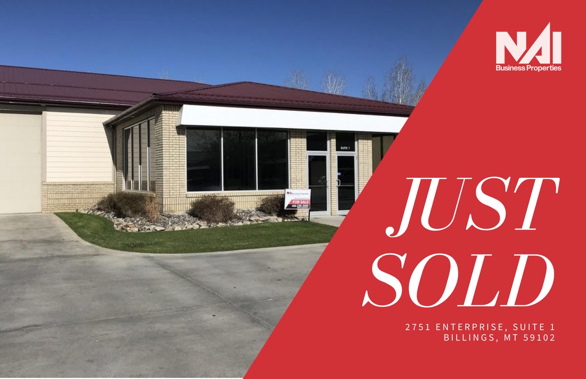 NAIBusinessProp's tweet photo. ๐SOLD:๐ 2751 Enterprise Ave, Suite 1 | Billings, MT 59102
Brian McDonald represented the seller of the 7,135 SF live/work space.
#Sold #LiveWorkSpace #Industrial #OffTheMarket #Billings #Montana #CommercialProperty #NAIBusinessProperties #CRE https://t.co/CpDHM8ZOJS