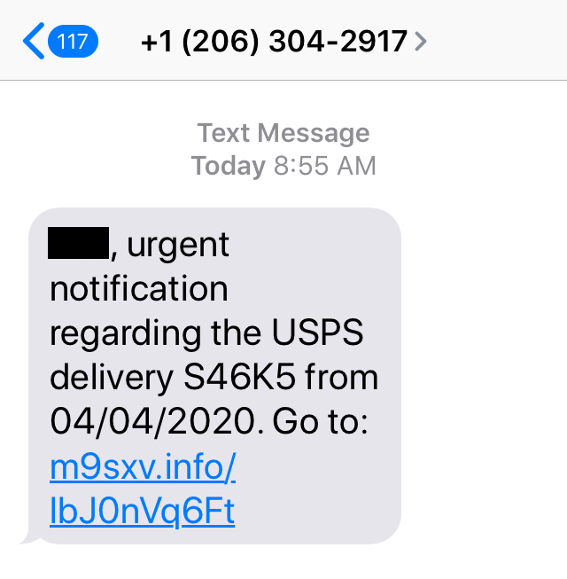 BREAKING!! New SMS phishing campaign pretending to be from the United States Post Office being pushed out to cell phones today. So far the link in the SMS being used is this domain m9sxv[.]info. Here are a couple of sample texts we have collected.  #infosec  #malware  #smish  #osint