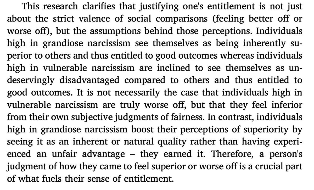 sbkaufman's tweet photo. "Therefore, a person's judgment of how they came to feel superior or worse off is a crucial part of what fuels their sense of entitlement." See the full paper (which I uploaded to my website) for all the importance nuances: https://t.co/vZJjtsifGK https://t.co/akckp8pg1t