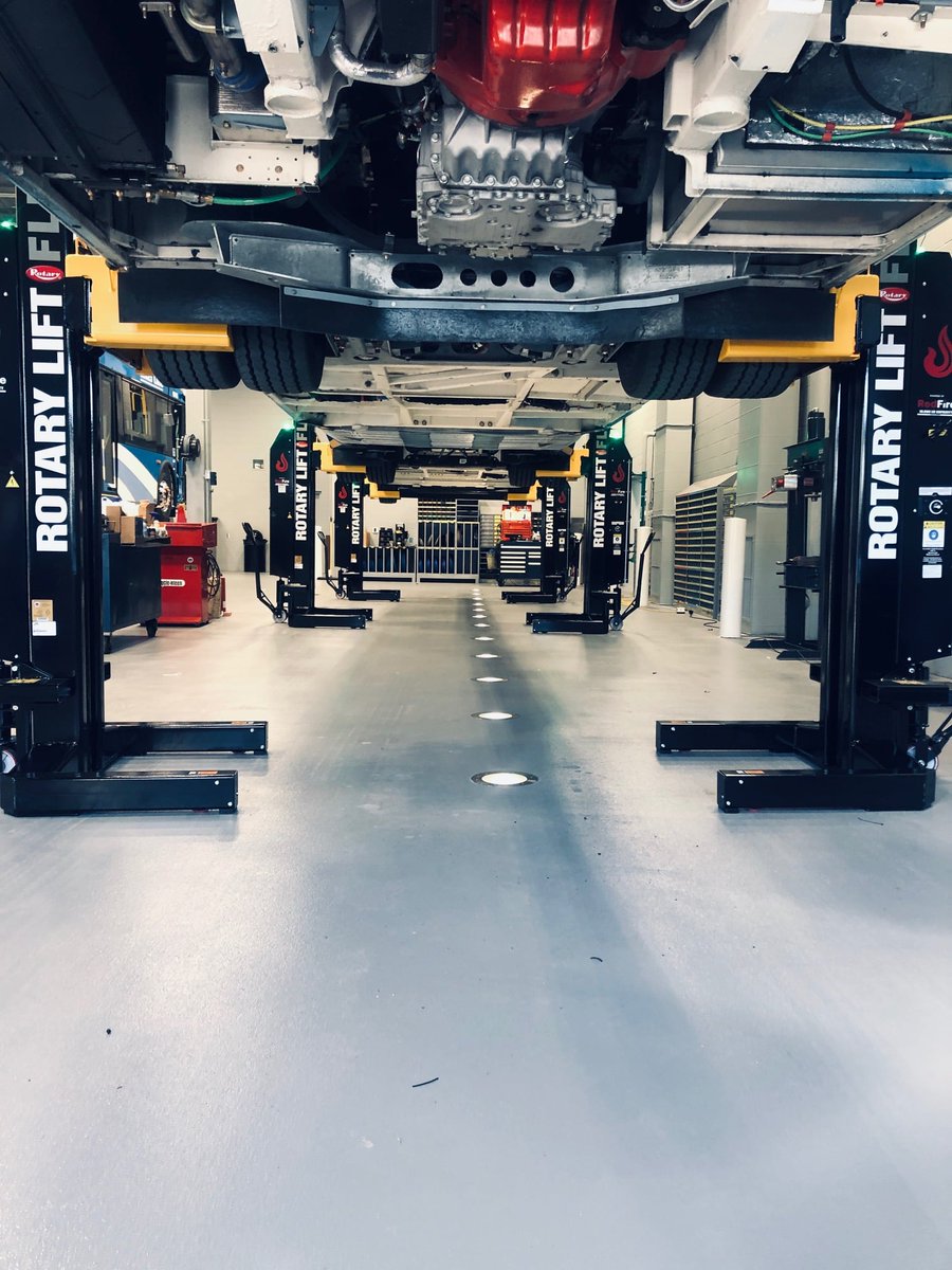 rotaryshopequip's tweet photo. The American Hoist Air and Lube crew recently installed a MOD 35 HD Inground Rotary Lift as well as two sets of 6 FLEX MAX mobile columns for the @TheRapid in Grand Rapids. These buses are huge and require accurate lifting due to the articulation. #mobilecolumns #RidetheRapid https://t.co/D0bGuj7CFY