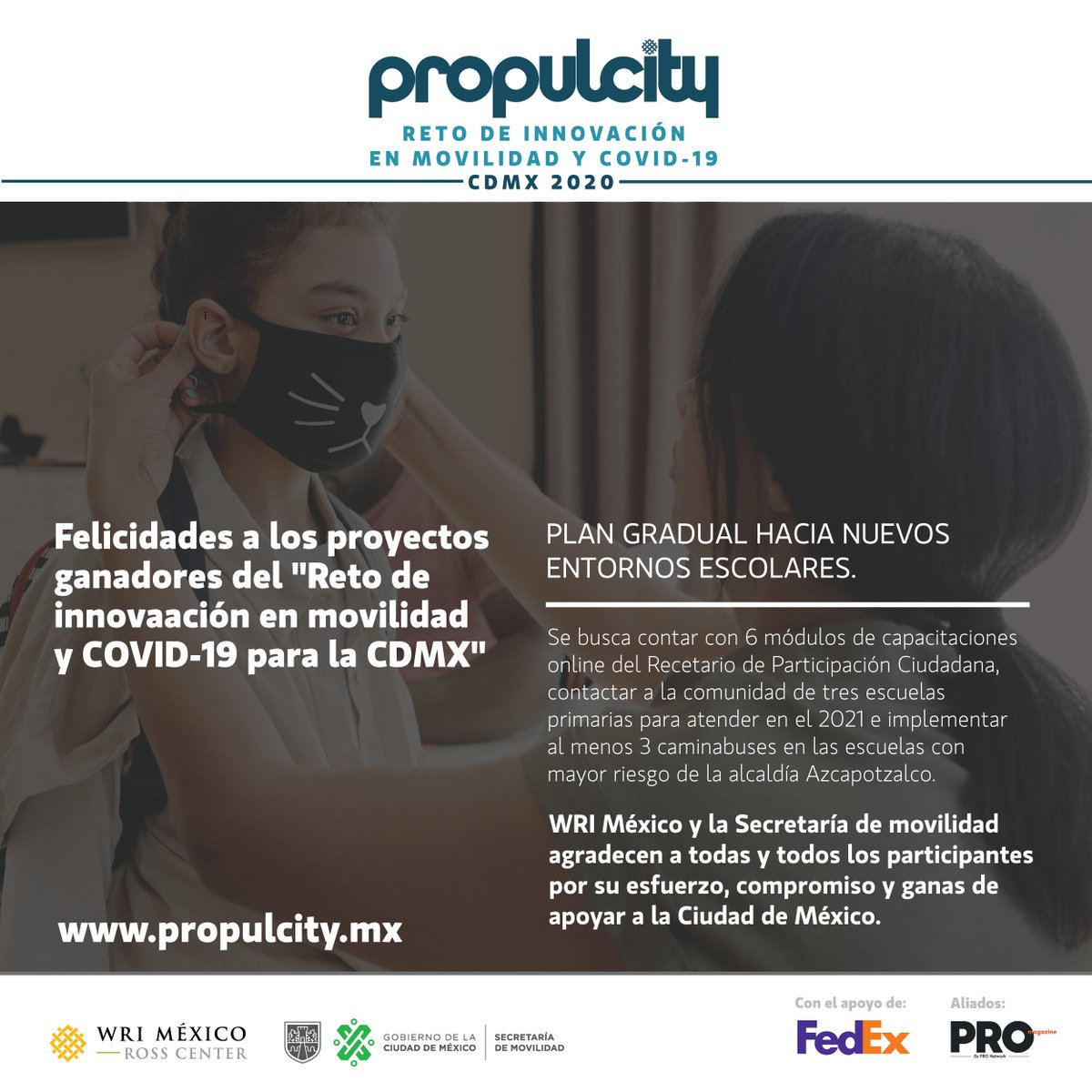 Te presentamos una de las 3 soluciones ganadoras del #RetoMovilidadyCovidCDMX.
Gracias por sumarse a esta iniciativa para aportar a la CDMX soluciones a los retos de movilidad en este contexto de pandemia.