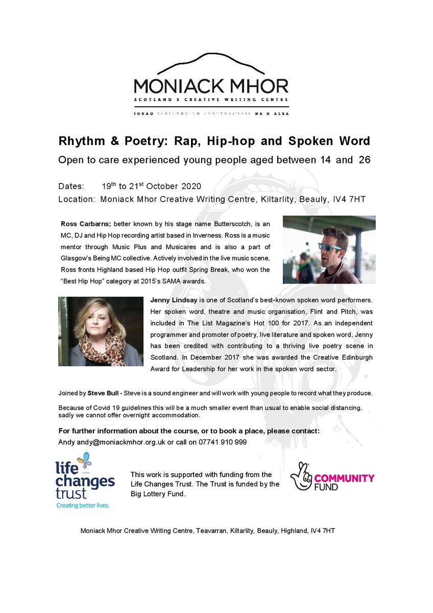and just to double the pleasure, what about Rhythm and Poetry 19th to the 21st. Spoken word poetry, rap and Hip-hop.

Get in touch to book a spot.

<a href="/msjlindsay/">Jenny Lindsay</a>
 
<a href="/LifeChangesTrst/">Life Changes Trust</a>
 pic.x.com/g3wvDG7MFC