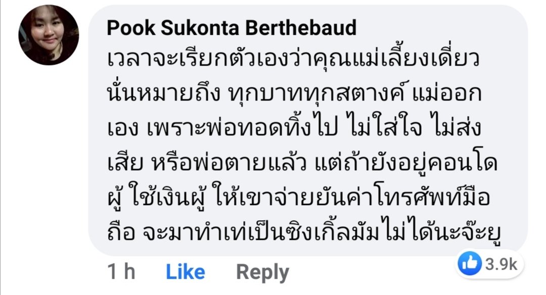 ชอบเม้นนี้เต็ม10ไม่หักจะเครมว่าเป็น "คุณแม่เลี้ยงเดี่ยว" นั้นหมายถึงว่าทุกบาททุกสตางคือจ่ายเอง รับภาระทุกอย่าง

#ไมค์พิรัชต์