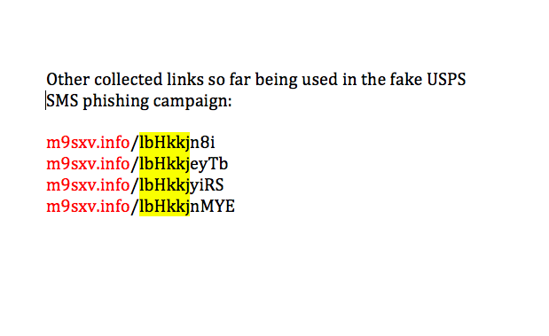 The m9sxv[.]info domain was just registered today and here are few sample links we have collected so far.  @kyleehmke  @RiskIQ  @ydklijnsma  #infosec  #malware  #smish  #osint