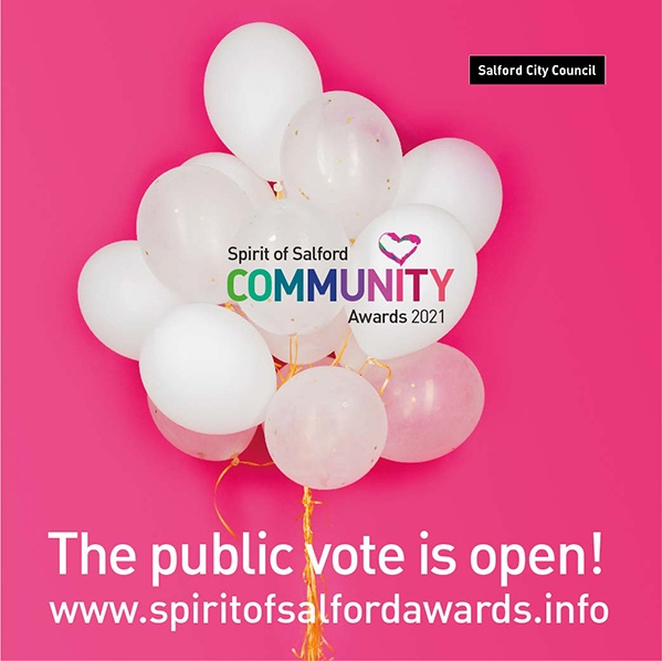 SalfordCouncil's tweet photo. Spirit of Salford Community Awards 2021. The awards will pay tribute to the people and public services that have made a difference in Salford during the recent difficult times. Find out more about the award categories and how to make your nomination https://t.co/B2Fdsoh0qE ❤️ https://t.co/8hzCqGiaKY