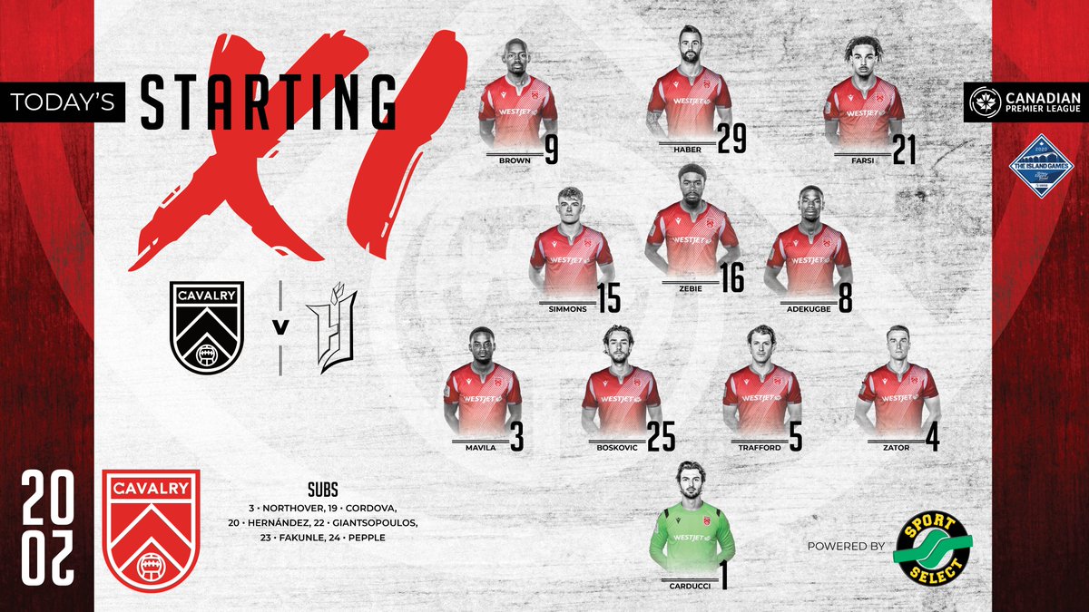 CPLCavalryFC's tweet photo. Today's Starting 1⃣1⃣
brought to you by Sport Select.
CAV 🆚 FOR
#CavsFC | #CanPL | #IslandGames | #StablestoGables https://t.co/aQQTHWvvMH