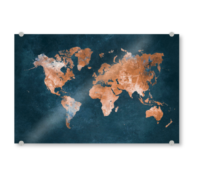Justyna Jaszke World Map Brown And Dark Blue Als Acrylglasbild Bei Artboxone Kaufen T Co V6ydwbvsol
