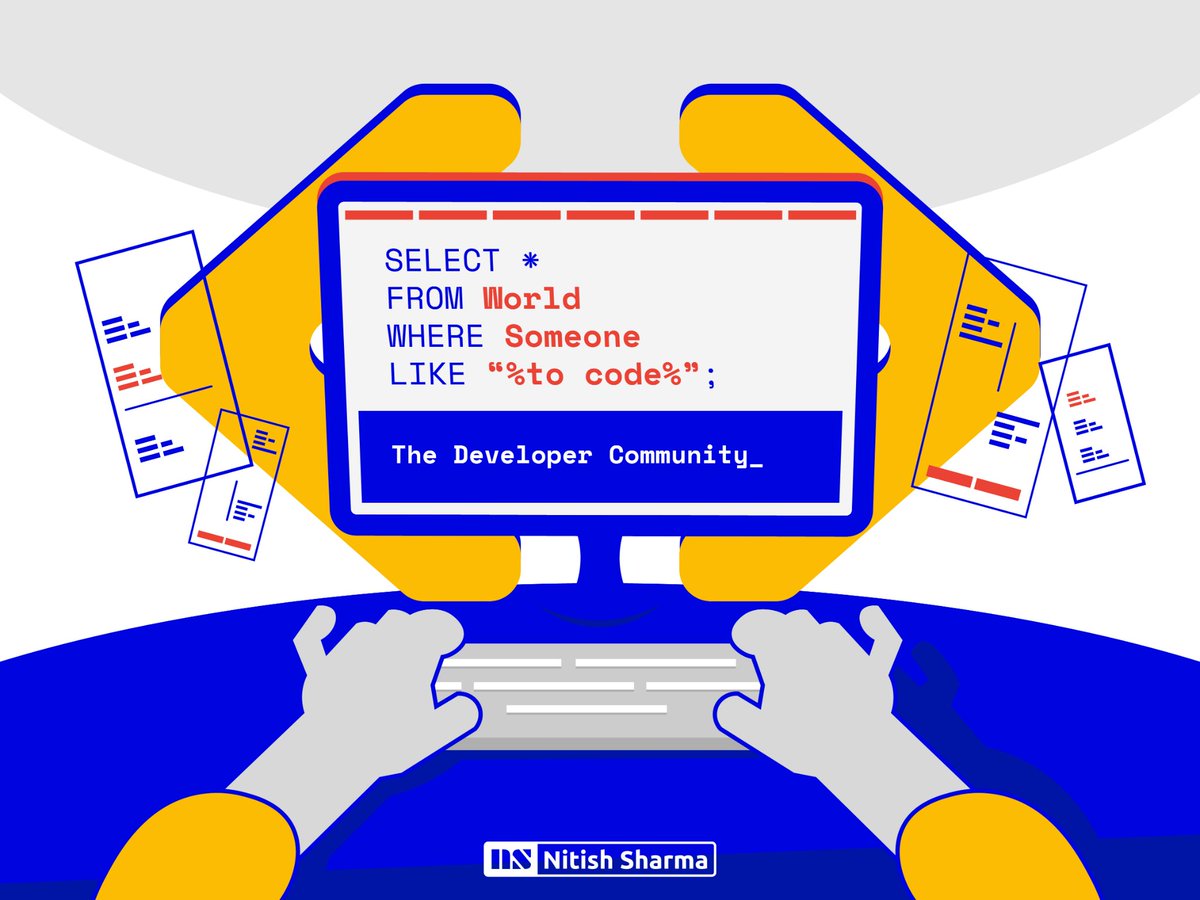 nitishsharma_15's tweet photo. @DevfestIndia SELECT *
FROM World
WHERE Someone
LIKE "%to code%";
------
The Developer Community_
A big shoutout to all the developers here... presenting my artwork dedicated to the Developer Community.
@DevfestIndia
#DevFest
#DevFestIndia
#DevFestIndia2020
#ArtworkChallenge https://t.co/yuHiITGq0N