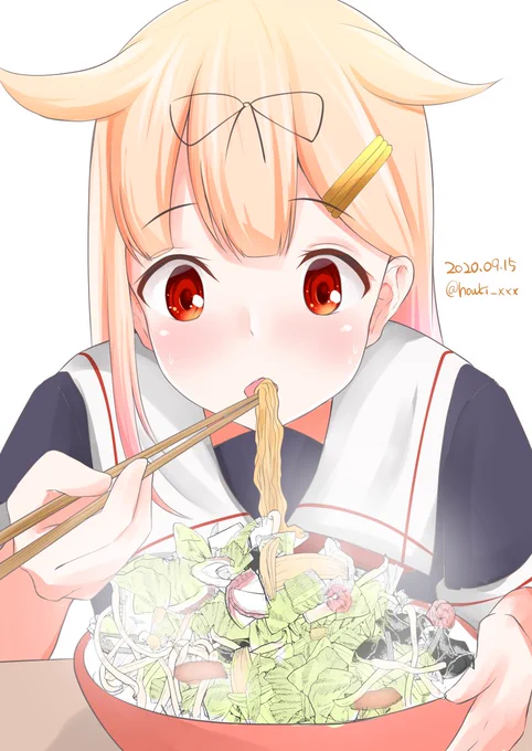ラーメン大好き夕立さん(1h)
#艦これ版深夜の真剣お絵描き60分一本勝負
#艦これ版真剣お絵描き60分一本勝負_20200915
#艦これ #夕立 