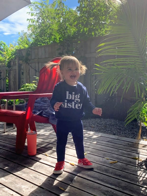 KateMalloy379's tweet photo. My grandniece, Eleanor Mabel, just learned how to walk and she's kind of happy. #EllsBells https://t.co/xz0unfceuB
