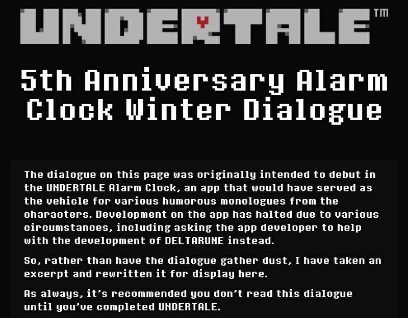 UNDERTALE 5th Anniversary Alarm Clock Winter Dialogue - Sans