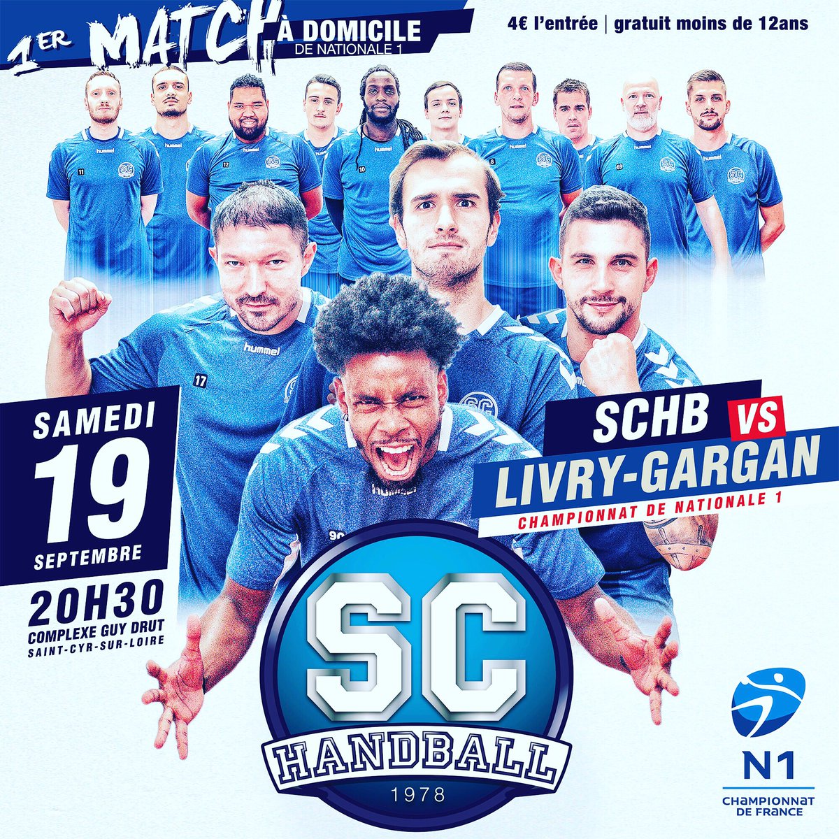 Après une longue coupure notre Equipe fanion retrouve le chemin de la compétition. Avec cette première journée de championnat de Nationale 1, le SCHB reçoit le HBC Livry-Gargan samedi 19 septembre à 20h30. Nous aurons en lever de rideau les moins de 18 Nationaux face à Saran.