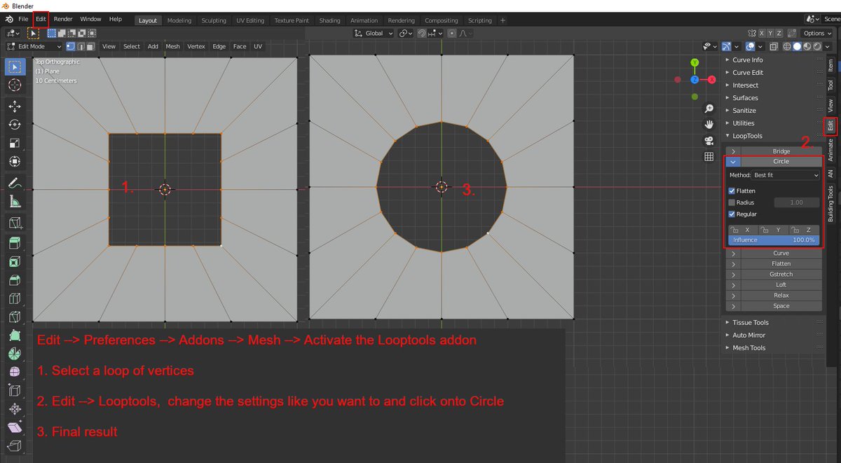 NaturallyCG's tweet photo. Blender Beginner Quicktip 42 (Loop to Circle)
Method in Blender to make a circle
#b3d #blender3d #3dart #cgiart #3dartist #quicktip #modeling #cgiartist #blenderartist #circle #looptools #addons https://t.co/pJ3RXMmgoO
