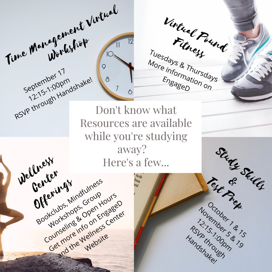 DsonResLife's tweet photo. Don't know what Campus Resources are still available while you're studying away? Check out some of these!  

#dsonreslife #community https://t.co/S65yrvdwkg