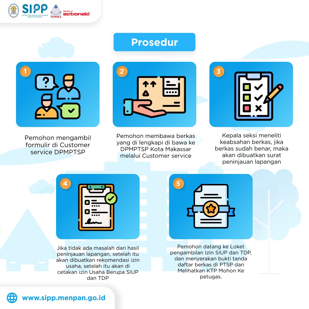 sipp_menpan's tweet photo. Selamat malam, #SahabatSIPP!

Layanan Surat Izin Usaha Perdagangan hadir di Kota Makassar. Pelayanan ini hadir untuk memudahkan masyarakat Makassar yang memiliki usaha perdagangan untuk mendapatkan izin dagang. https://t.co/omw534SbIZ