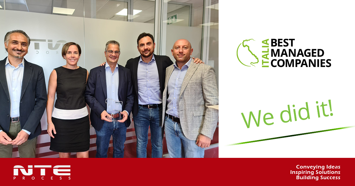 NTEprocess's tweet photo. We did it!
Abbiamo vinto il Deloitte Best Managed Companies Award!
Siamo stati premiati per la nostra visione di lungo periodo e per il modello di business innovativo.
NTE Process crede  che l’eccellenza sia un percorso, e non un traguardo. 
Ad Maiora!
#BMC #bestmanagedcompanies https://t.co/VMpGsbbNN2